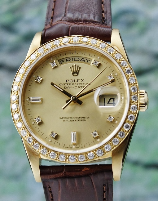 (image for) A ROLEX 18K MEN SIZE YELLOW GOLD OYSTER PERPETUAL DAY-DATE / 18238